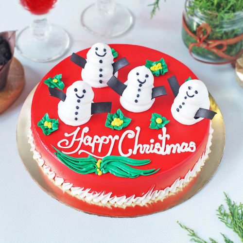1 Kg Merry Xmas Snowmen Cake